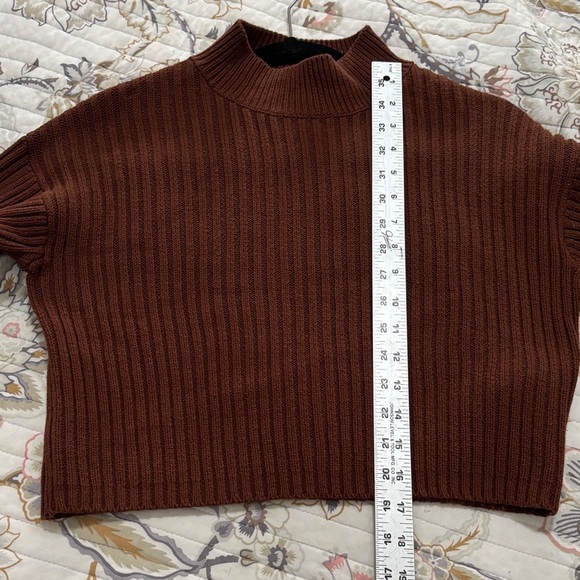 Zara Chestnut Ribbed Knit Crop Top - Picture 5 of 6